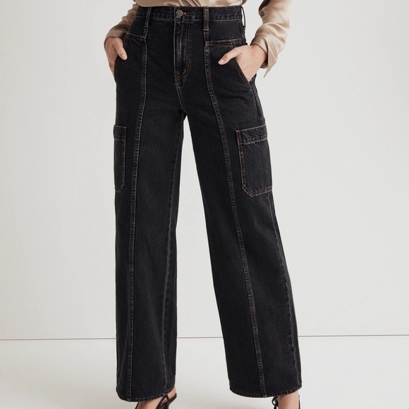 Madewell Denim - Madewell Black Tall Baggy Straight Cargo Jeans